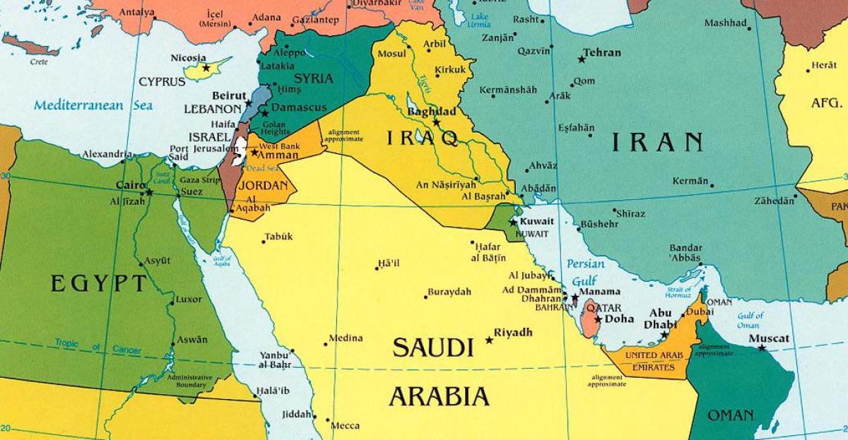 karta Saudijskoj Arabiji susjednih zemalja