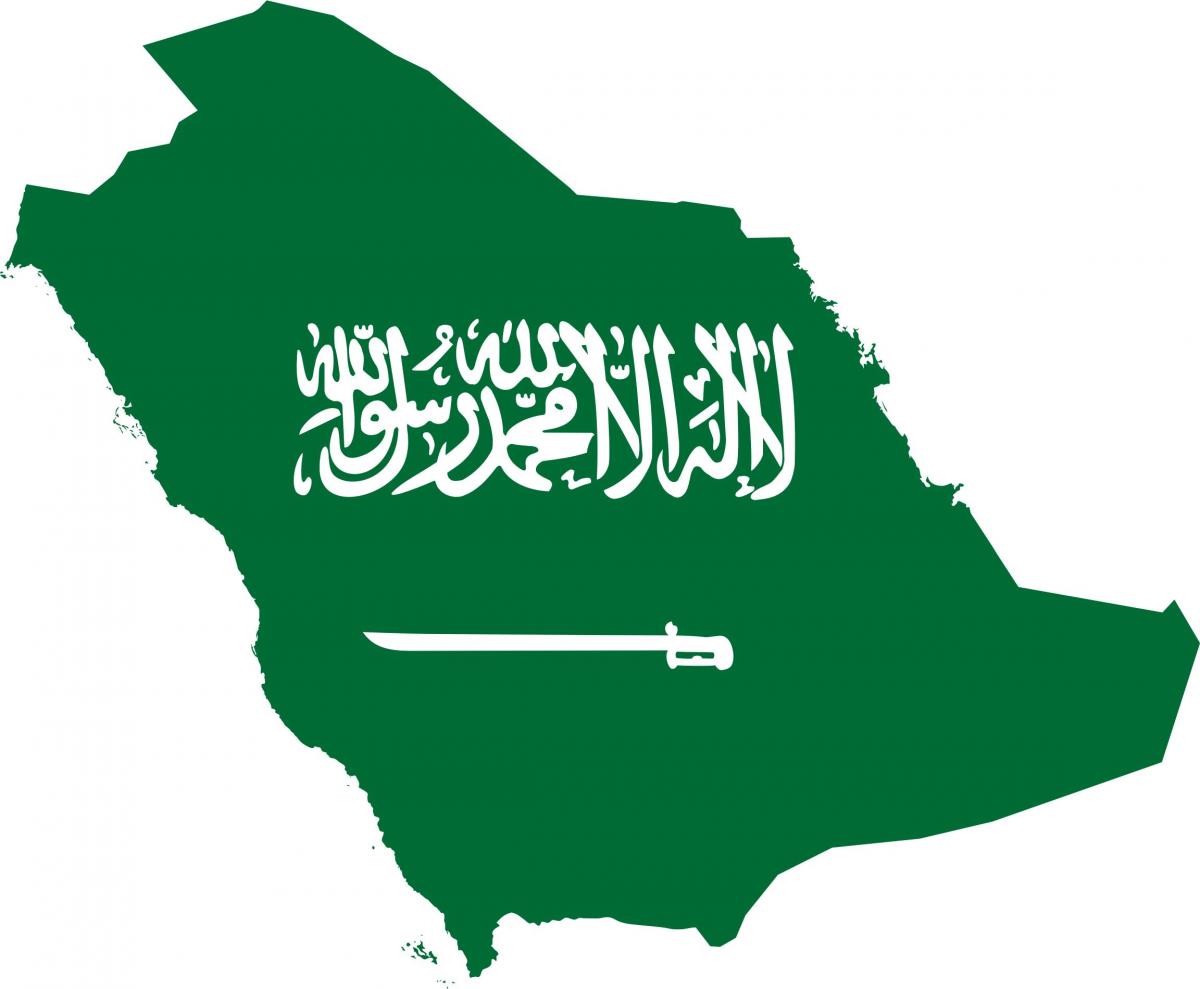 Zastava Saudijske Arabije na karti 