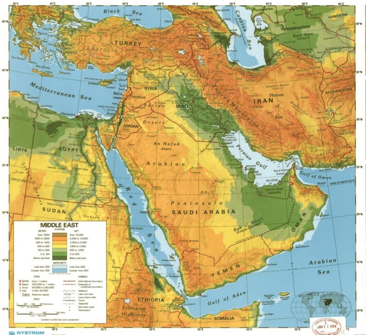 Karta Saudijskoj Arabiji pustinje 