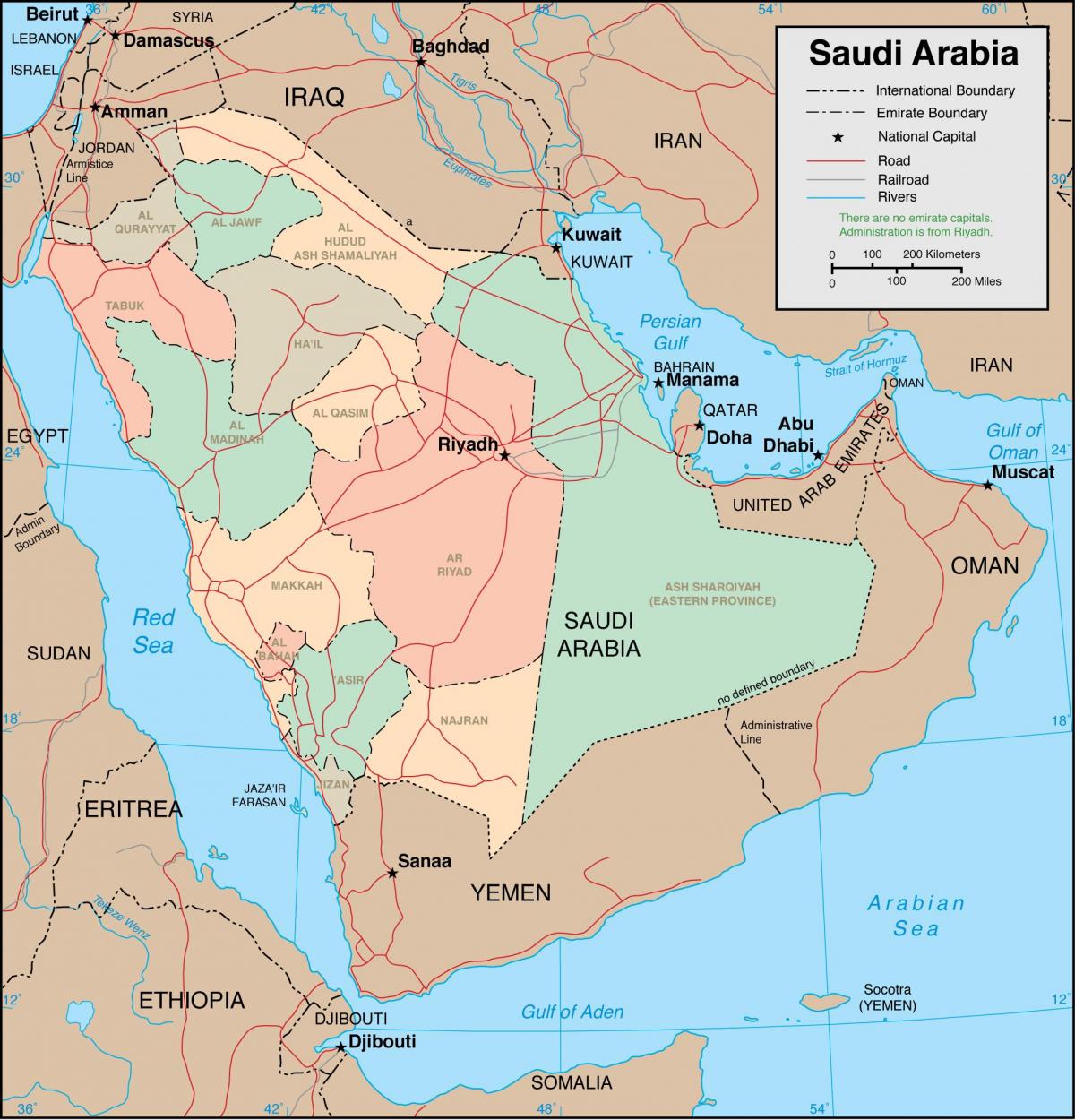 Regije u Saudijskoj Arabiji na karti