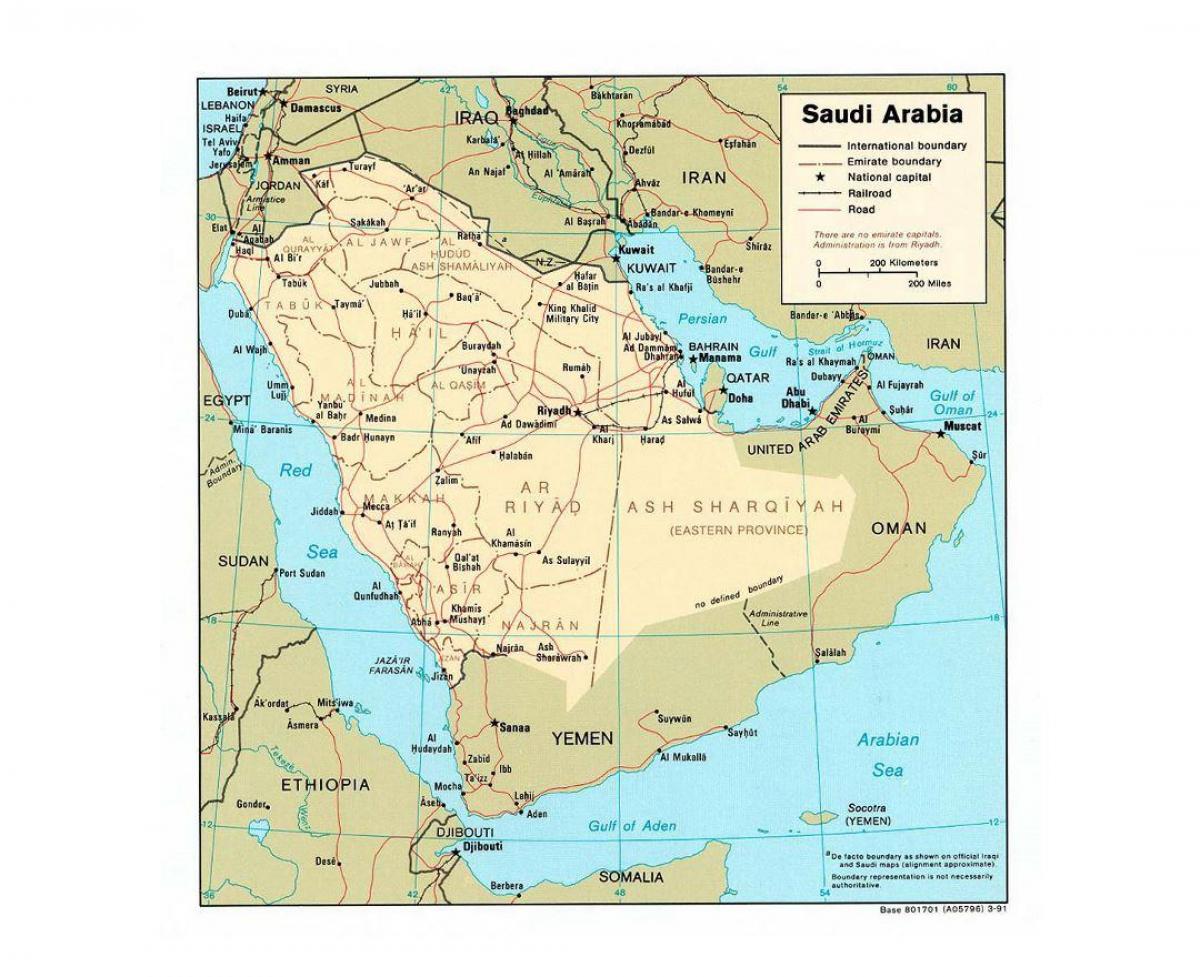 Saudijska Arabija karta sa svim većim gradovima
