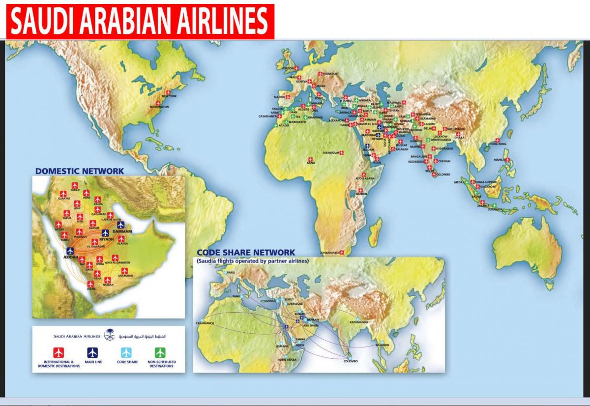 Karta Saudijskoj Arabiji put airlines 
