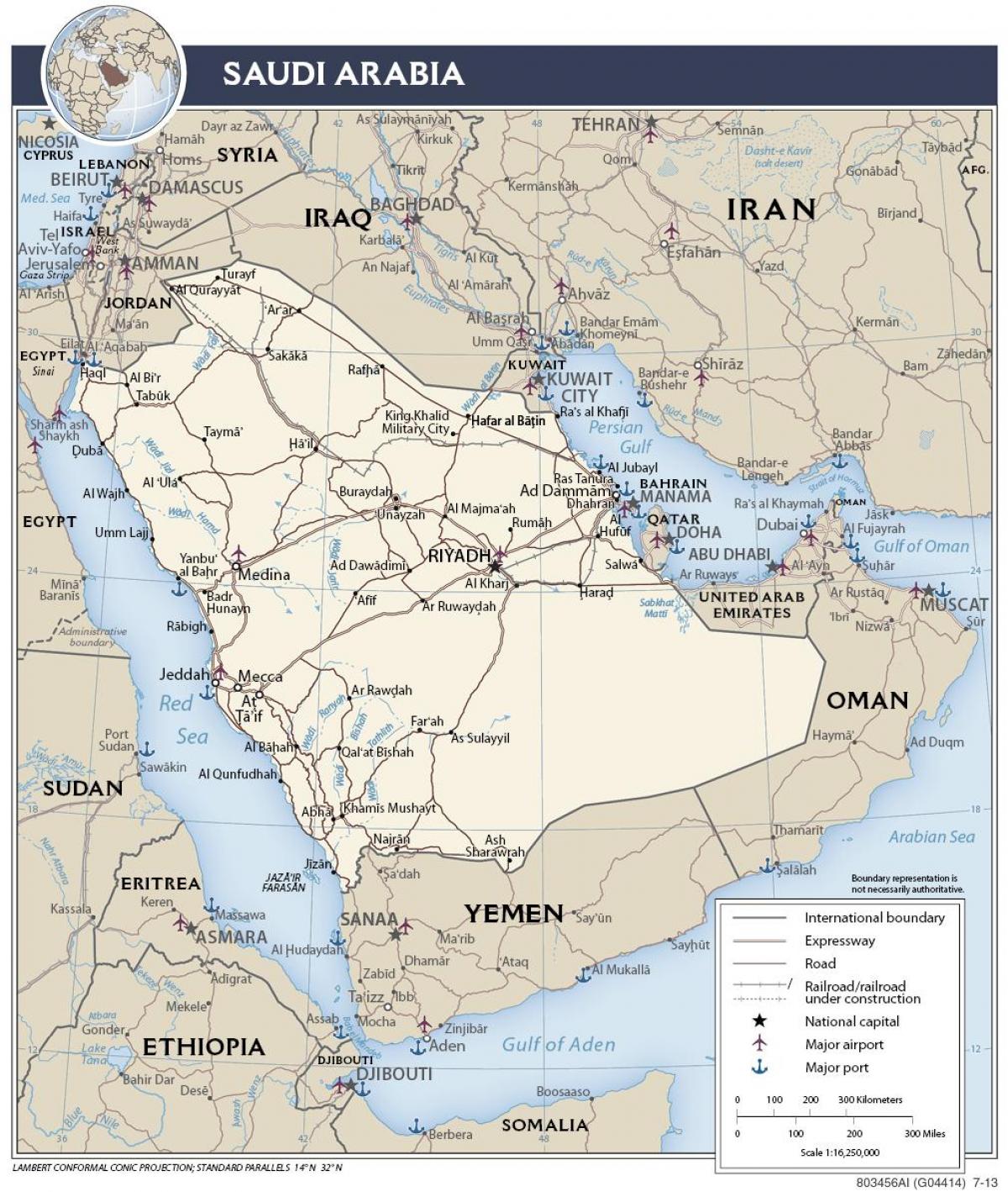 Karta Saudijskoj Arabiji zemlje