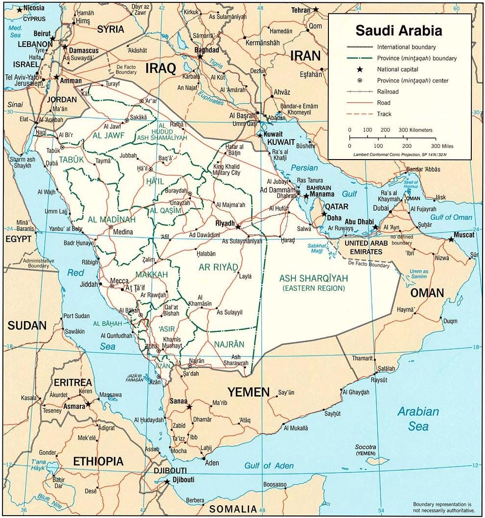 Karta Saudijskoj Arabiji političkih