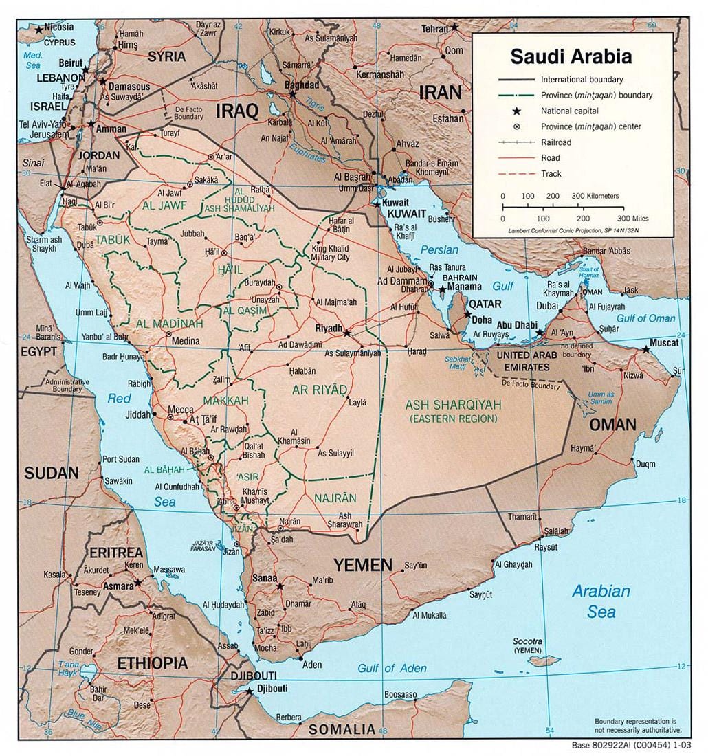Karta Saudijskoj Arabiji sa gradovima