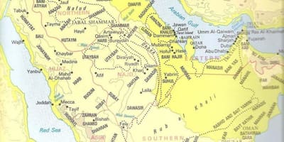 Karta Saudijskoj Arabiji plemena