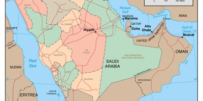 Karta plan Saudijske Arabije sa susjednim zemljama