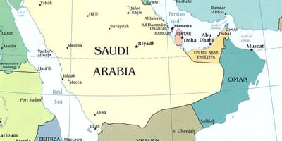 Karta Saudijskoj Arabiji poluotok