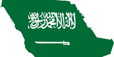 Zastava Saudijske Arabije na karti 