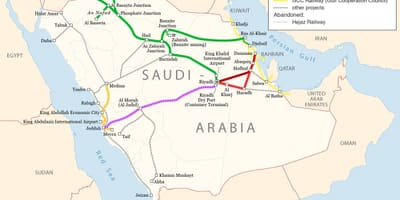 Karta Saudijskoj Arabiji željezničkog 