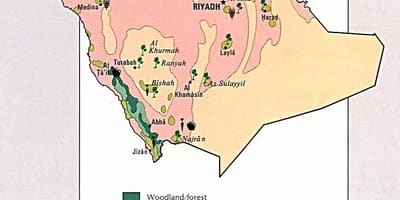 Karta Saudijska Arabija prirodni resursi