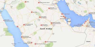 Zračne luke Saudijskoj Arabiji na karti